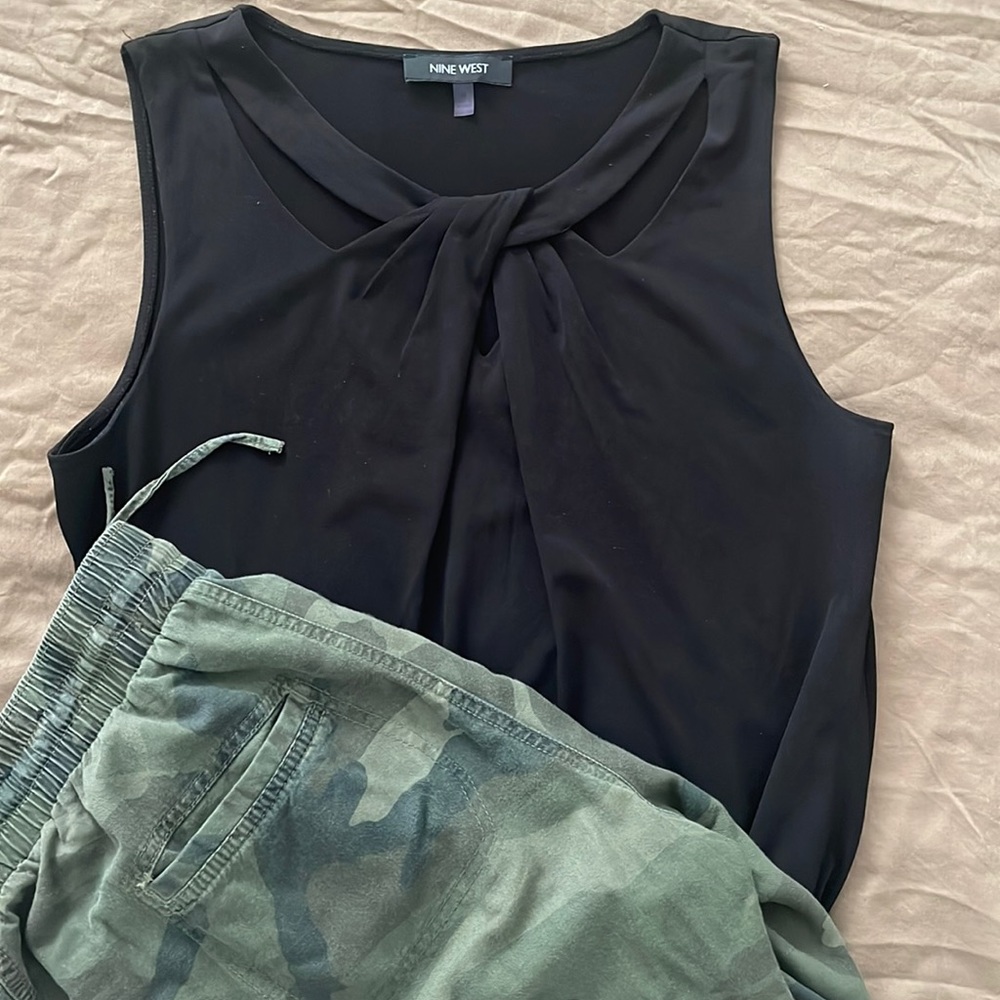 NINE WEST black top with knot at front.